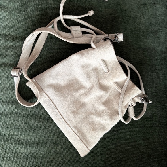 Free People Suede Drawstring Crossbody in Light Gray - Picture 4 of 6